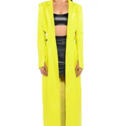 MORE LIFE YELLOW CUT OUT PLEATHER TRENCH