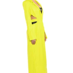 MORE LIFE YELLOW CUT OUT PLEATHER TRENCH -AZALEA WANG Shop more life yellow cut out pleather trench yellow 3 3