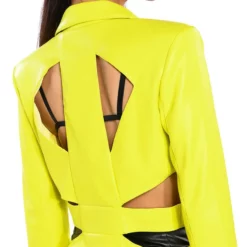 MORE LIFE YELLOW CUT OUT PLEATHER TRENCH -AZALEA WANG Shop more life yellow cut out pleather trench yellow 7 7