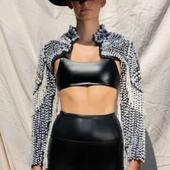 MORE LUXURY PLEASE PEARL RHINESTONE BEADED FRINGE BOLERO JACKET 21 MORE LUXURY PLEASE PEARL RHINESTONE BEADED FRINGE BOLERO JACKET -AZALEA WANG Shop more luxury please pearl fringe bolero jacket black multi 6 6