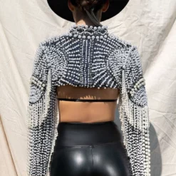 MORE LUXURY PLEASE PEARL RHINESTONE BEADED FRINGE BOLERO JACKET 23 MORE LUXURY PLEASE PEARL RHINESTONE BEADED FRINGE BOLERO JACKET -AZALEA WANG Shop more luxury please pearl fringe bolero jacket black multi 8 8