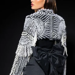 MORE LUXURY PLEASE PEARL RHINESTONE BEADED FRINGE BOLERO JACKET 28 MORE LUXURY PLEASE PEARL RHINESTONE BEADED FRINGE BOLERO JACKET -AZALEA WANG Shop more luxury please pearl rhinestone beaded fringe bolero jacket black multi 2 2 c1 c1