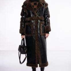 AZALEA WANG BRUSSELS MULTIFUNCTIONAL MIXED MATERIAL TEDDY COAT WITH DETACHABLE TRENCH -AZALEA WANG Shop multifunctional teddy jacket black brown 6 6