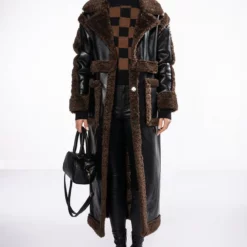 AZALEA WANG BRUSSELS MULTIFUNCTIONAL MIXED MATERIAL TEDDY COAT WITH DETACHABLE TRENCH -AZALEA WANG Shop multifunctional teddy jacket black brown 7 7