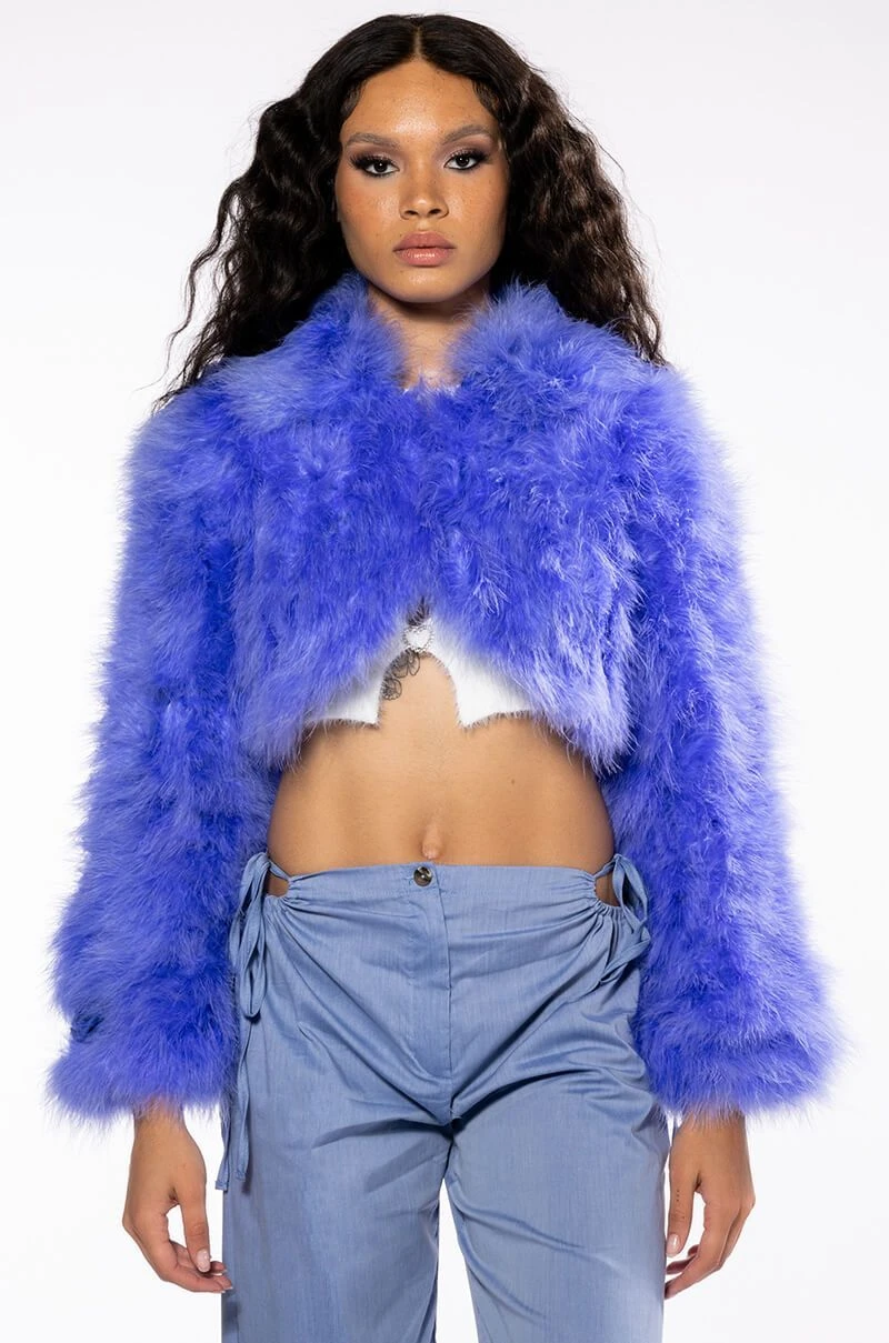 SWEET TALK OSTRICH FEATHER JACKET IN PURPLE 6 SWEET TALK OSTRICH FEATHER JACKET IN PURPLE - Image 4