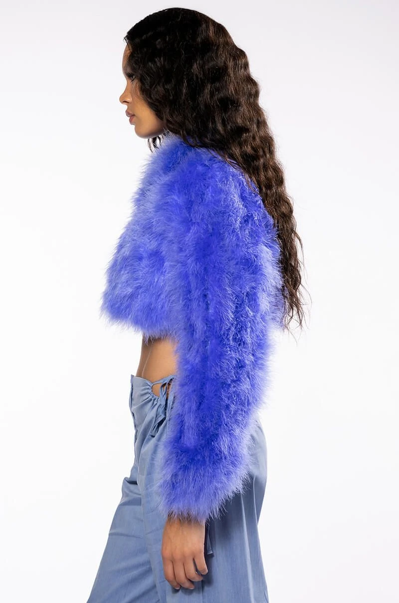 SWEET TALK OSTRICH FEATHER JACKET IN PURPLE 7 SWEET TALK OSTRICH FEATHER JACKET IN PURPLE - Image 5