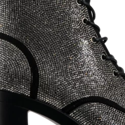 NEW STORY RHINESTONE LACE UP BOOTIE -AZALEA WANG Shop new story rhinestone lace up bootie black 5 5