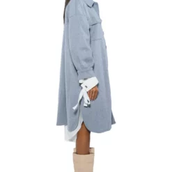 NO EFFORT EVERYDAY LONG SHACKET -AZALEA WANG Shop no effort everyday long shacket light blue 4 4