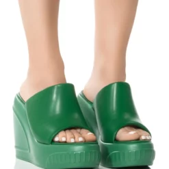 OCEAN EYES WEDGE SANDAL IN GREEN -AZALEA WANG Shop ocean eyes wedge sandal in green green 1 1