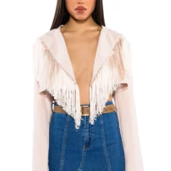 ON THE FRINGE CROP BLAZER