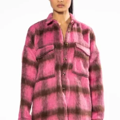 ON THE MOVE PLAID SHACKET -AZALEA WANG Shop on the move plaid shacket pink multi 4 4