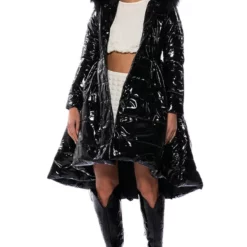 AZALEA WANG ON THE TOWN PATENT PEPLUM PUFFER -AZALEA WANG Shop on the town patent peplum puffer black 3 3