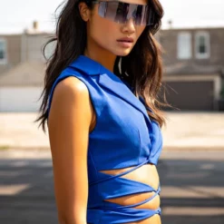 OPEN CONCEPT TIE FRONT VEST -AZALEA WANG Shop open concept tie front vest blue 2 2 c1 c1