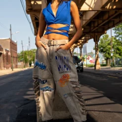 OPEN CONCEPT TIE FRONT VEST -AZALEA WANG Shop open concept tie front vest blue 4 4 c1