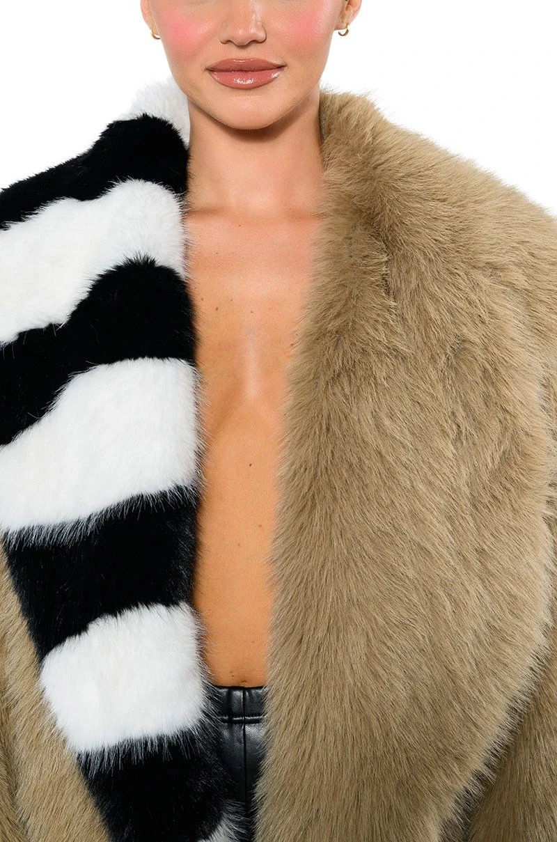 OVERSIZE SOFT FAUX FUR STRIPE JACKET 12 OVERSIZE SOFT FAUX FUR STRIPE JACKET - Image 10