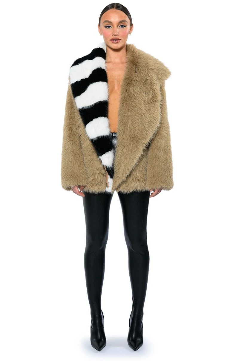 OVERSIZE SOFT FAUX FUR STRIPE JACKET 13 OVERSIZE SOFT FAUX FUR STRIPE JACKET - Image 11