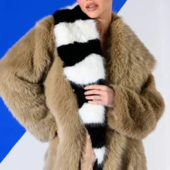 AZALEA WANG Shop 19 OVERSIZE SOFT FAUX FUR STRIPE JACKET