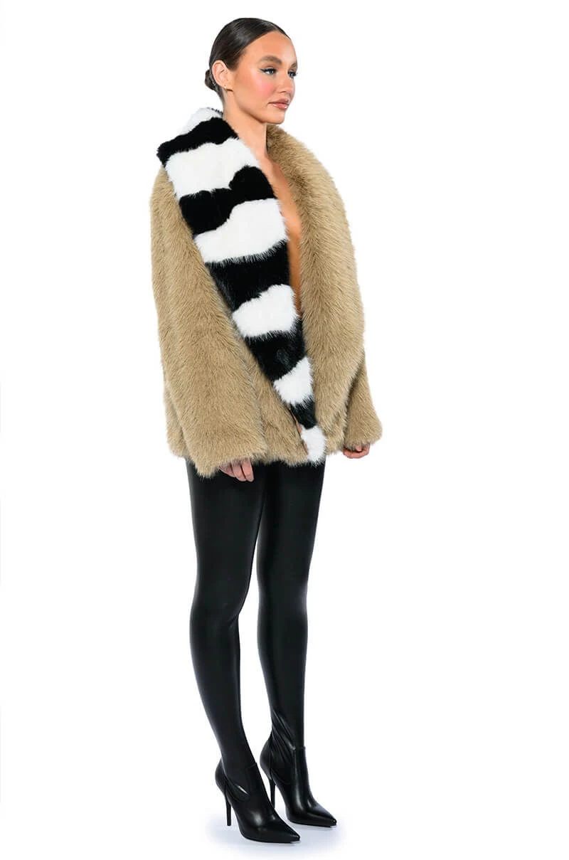 OVERSIZE SOFT FAUX FUR STRIPE JACKET 7 OVERSIZE SOFT FAUX FUR STRIPE JACKET - Image 5