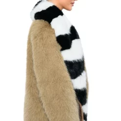 OVERSIZE SOFT FAUX FUR STRIPE JACKET 19 OVERSIZE SOFT FAUX FUR STRIPE JACKET -AZALEA WANG Shop oversize soft faux fur stripe jacket beige multi 7 7 c1