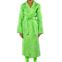 PARIS FASHION WEEK TAPESTRY TRENCH COAT -AZALEA WANG Shop paris fashion week tapestry trench coat green 3 3
