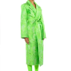 PARIS FASHION WEEK TAPESTRY TRENCH COAT -AZALEA WANG Shop paris fashion week tapestry trench coat green 4 4