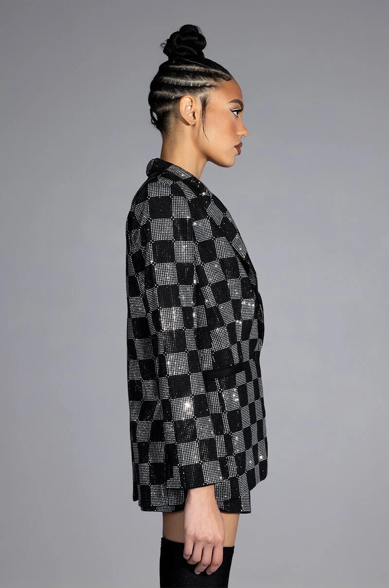 POP STAR CHECKERED RHINESTONE BLAZER 5 POP STAR CHECKERED RHINESTONE BLAZER - Image 3