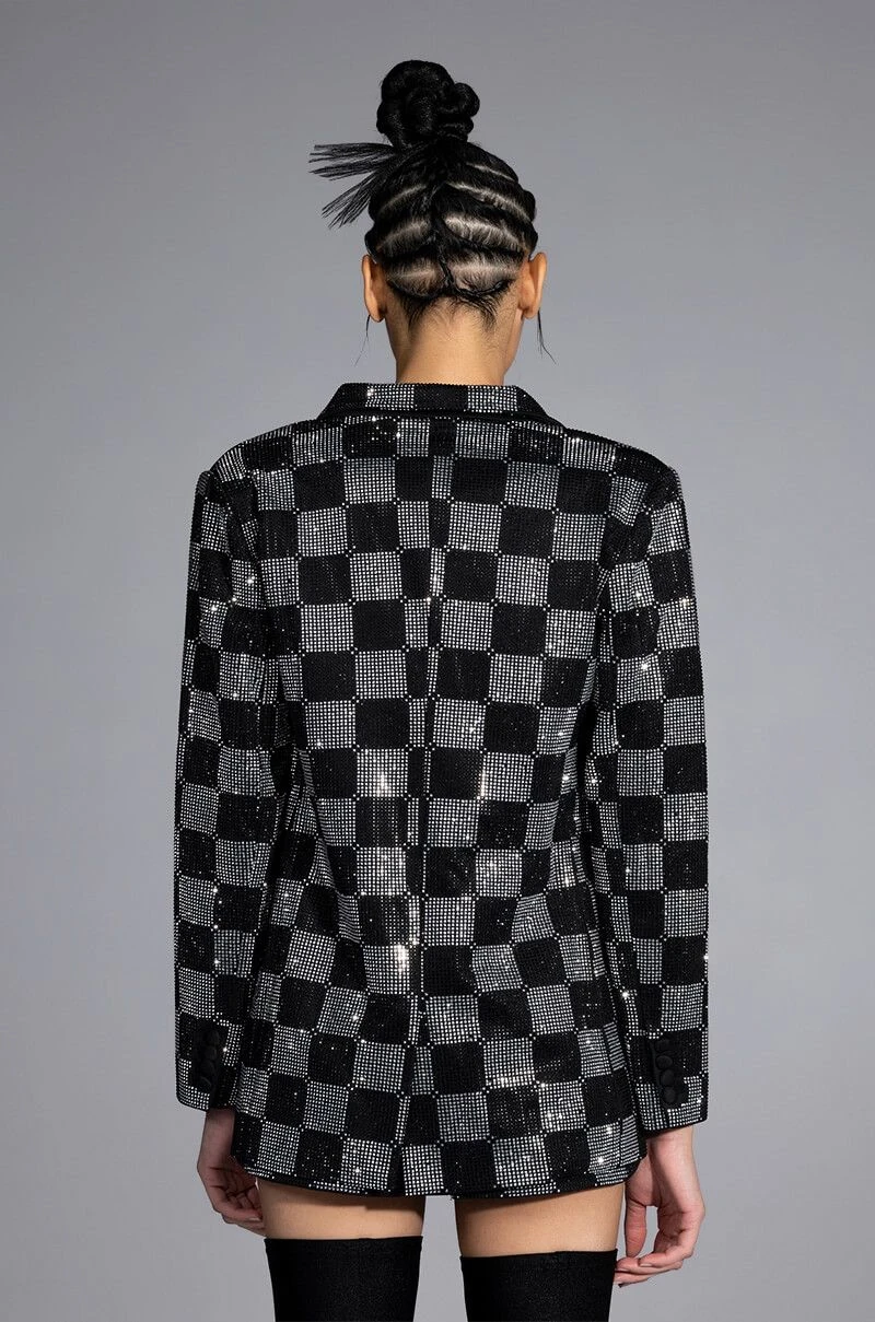 POP STAR CHECKERED RHINESTONE BLAZER 6 POP STAR CHECKERED RHINESTONE BLAZER - Image 4