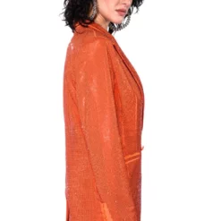 POP STAR SHINE BRIGHT RHINESTONE BLAZER IN ORANGE -AZALEA WANG Shop pop star shine bright rhinestone blazer in orange orange 13 13