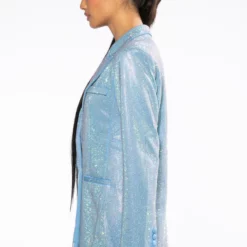 POP STAR SHINE BRIGHT RHINESTONE BLAZER IN LIGHT BLUE -AZALEA WANG Shop pop star shine bright rhinestone blazer light blue 5 5