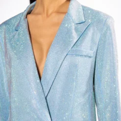 POP STAR SHINE BRIGHT RHINESTONE BLAZER IN LIGHT BLUE -AZALEA WANG Shop pop star shine bright rhinestone blazer light blue 7 7