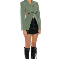 PRINCETON TOWN BRA CUTOUT BLAZER -AZALEA WANG Shop princeton town bra cutout blazer olive 4 4