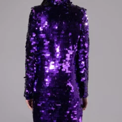 PURPLE MAJESTY LARGE SEQUIN TRENCH JACKET -AZALEA WANG Shop purple majesty large sequin trench jacket purple 7 7