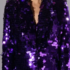 PURPLE MAJESTY LARGE SEQUIN TRENCH JACKET -AZALEA WANG Shop purple majesty large sequin trench jacket purple 8 8