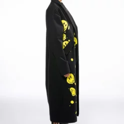 PUT ON A HAPPY FACE TRENCH COAT -AZALEA WANG Shop put on a happy face trench coat black multi 4 4