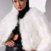 QUINN CROPPED FEATHER JACKET -AZALEA WANG Shop quinn cropped feather jacket white 1 1