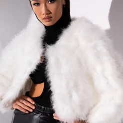 QUINN CROPPED FEATHER JACKET