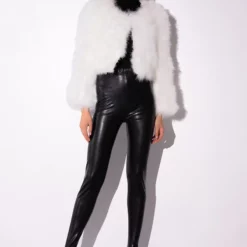 QUINN CROPPED FEATHER JACKET -AZALEA WANG Shop quinn cropped feather jacket white 9 9