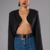REMASTERED CROP BLAZER -AZALEA WANG Shop remastered crop blazer black 1 1