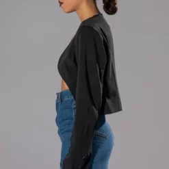 REMASTERED CROP BLAZER -AZALEA WANG Shop remastered crop blazer black 6 6