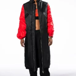 REP CHI CITY LONG PUFFER -AZALEA WANG Shop rep chi city long puffer black red 4 4
