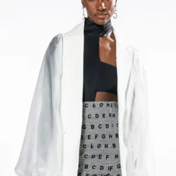 RETRO ROMANCE CHIFFON SLEEVE BLAZER -AZALEA WANG Shop retro romance chiffon sleeve blazer white 4 4