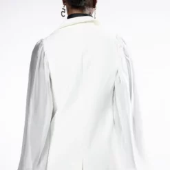 RETRO ROMANCE CHIFFON SLEEVE BLAZER -AZALEA WANG Shop retro romance chiffon sleeve blazer white 7 7