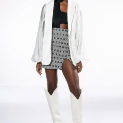 RETRO ROMANCE CHIFFON SLEEVE BLAZER -AZALEA WANG Shop retro romance chiffon sleeve blazer white 9 9