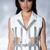 RHINESTONE EMBELLISHED CAGED BLAZER VEST OF DREAMS -AZALEA WANG Shop rhinestone embellished caged blazer vest of dreams white 1 1
