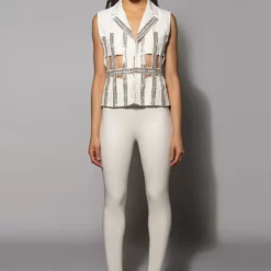 RHINESTONE EMBELLISHED CAGED BLAZER VEST OF DREAMS -AZALEA WANG Shop rhinestone embellished caged blazer vest of dreams white 7 7