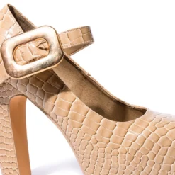 ROUNDABOUT CHUNKY CROC MARY JANE PUMP IN NUDE -AZALEA WANG Shop roundabout chunky croc mary jane pump in nude nude 5 5