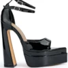 SAY MY NAME POINTED PEEP TOE CHUNKY SANDAL IN BLACK 1 SAY MY NAME POINTED PEEP TOE CHUNKY SANDAL IN BLACK -AZALEA WANG Shop say my name pointed peep toe chunky sandal in black black 2 2