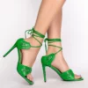 SCORPIO STRAPPY STILETTO SANDAL IN GREEN -AZALEA WANG Shop scorpio strappy stiletto sandal in green green 2 2