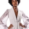 SENTIMENTAL MOOD CHIFFON SLEEVE FITTED BLAZER