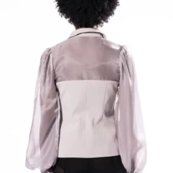 SENTIMENTAL MOOD CHIFFON SLEEVE FITTED BLAZER -AZALEA WANG Shop sentimental mood chiffon sleeve fitted blazer grey 5 5